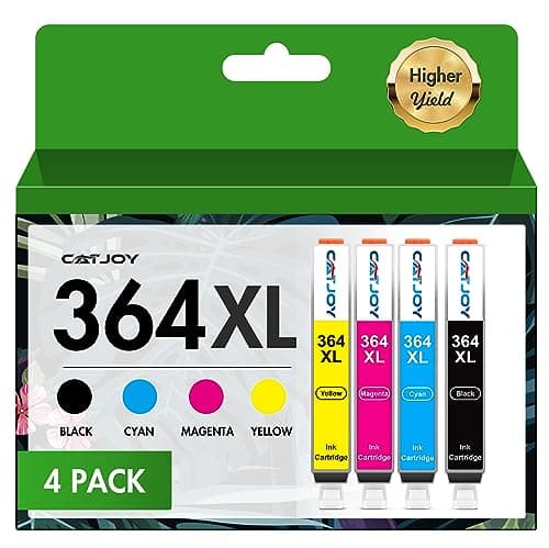 Image of CATJOY 364XL Ink Cartridges Replacement for HP 364 XL for Deskjet 3520 3521 3070A Photosmart 5510 5520 b110 5511 5515 5524 6510 6520 6512 7510 7520 Officejet 4610 4620 (B/C/M/Y，4-Pack)