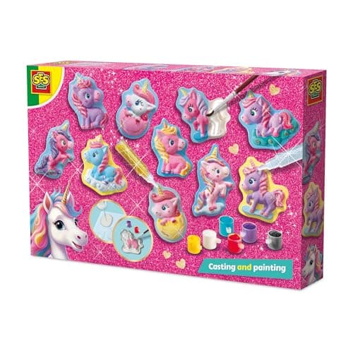 Image of SES Creative 14723 Unicorn - Casting and Painting - Baby Unicorns - Creative Craft Kit for Kids Aged 5+ - Make 10 Adorable Baby Unicorn Figures with Plaster and Mold