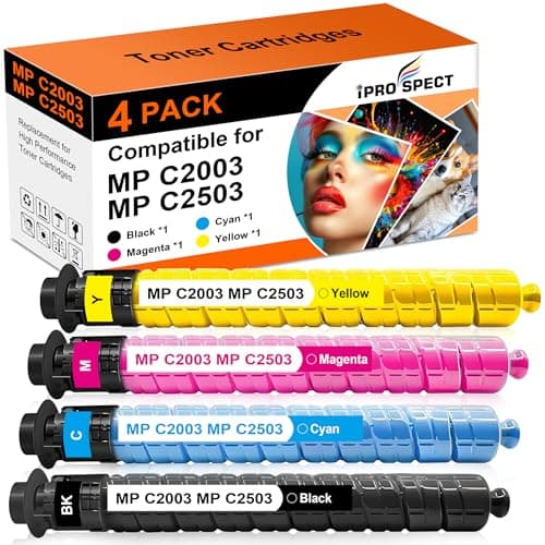 Image of iPROSPECT MPC2003 MPC2503 Compatible Toner Cartridge Work with Ricoh Aficio MP C2003 MP C2503 MPC2003 MP C2503 MP C2004 MP C2504 (4-Pack, BK C M Y)