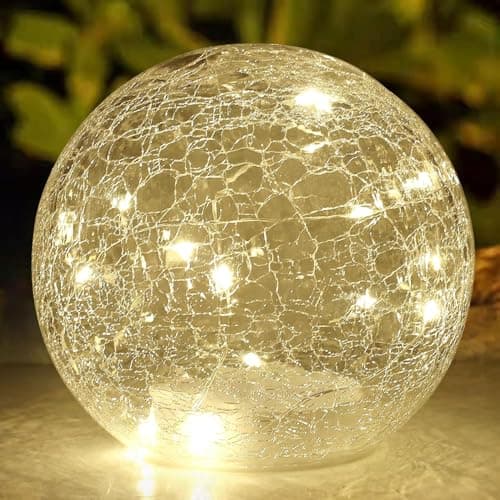 Image of Crackle Globe LED Lamp Battery Operated, Lighted Glass Orb for Festival Christmas Decoration, Gold Mercury Glass Ball Light for Living Room Indoor