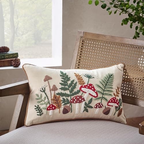 Image of Catherine Lansfield Embroidery Woodland 30x50cm Cushion Natural