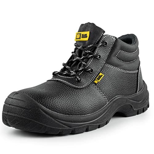Image of Black Hammer Mens Safety Boots Work Shoes Leather Steel Toe Cap Lightweight Footwear S3 SRC 1400 (8 UK)