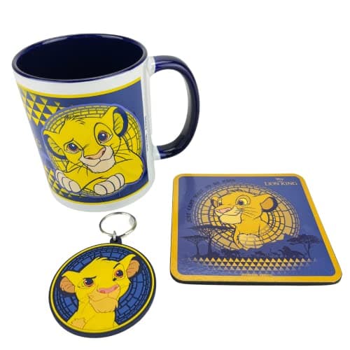Image of Lion King Gift Set with Mug, Coaster and Keyring in Presentation Gift Box (Simba Design) 11oz Ceramic Mug - Official Merchandise
