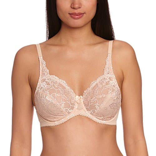 Image of Charnos Rosalind Bra 165010 Underwired Non Padded Full Cup Lace Secret Support, Brulee, 34D