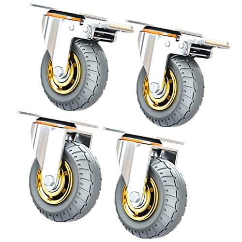 Image of Heavy-Duty 360° Swivel Rubber Castors 125mm Diameter Wheels Supports Up to 300kg Set of 4 Ideal for Furniture Trolleys and Heavy Equipment