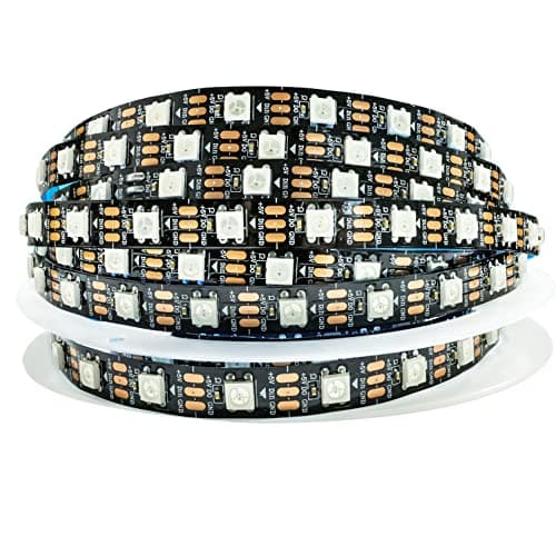 Image of Tesfish WS2812B LED Strip Lights, RGB LED Pixel Strip 5M 5V 5050 300 LEDs IP30 Flexible Black PCB Full Color Individually Addressable Smart LED Light Strips for Advertising Decoration DIY Projects