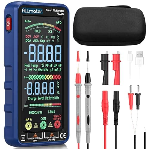 Image of ALLmeter TRMS Digital Multimeter 6000 Counts USB Rechargeable 2500mAh with 5.0 inch Color Screen,Backlight,Flashlight,10A Current Range-Voltage,Current,Capacitance Tester with NCV and Temperature