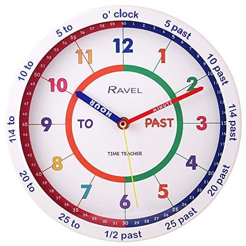 Image of Ravel Children's 25cm Time Teacher Wall Clock - White