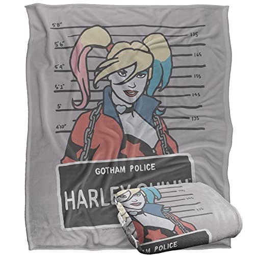 Image of BATMAN Blanket, 152 x 127 cm The Harley Quinn Mugshot Silky Touch Super Soft Throw Blanket