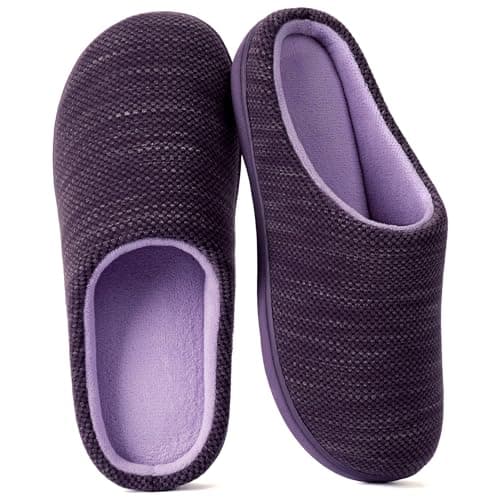 Image of RockDove Women's Birdseye Knit Memory Foam Slipper, Size 7/8 UK Women, Eggplant