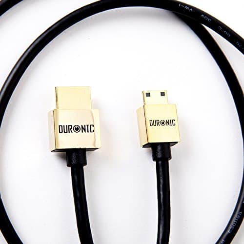 Image of Duronic Mini HDMI Cable [ HDAC /1.5] | 1.5 Metre | BLACK | 2.0 2160p 4K Ultra-High-Speed HDMI to Mini HDMI Lead | 24K Gold Plated Male Connectors | For DSLR Digital Camera