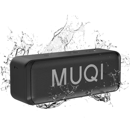 Image of MUQI Bluetooth Speaker, MQ-13 Waterproof Portable Wireless Speaker with 24H Playtime 10W Stereo Sound 66ft Bluetooth Range Dual Pairing for Outdoor, Travel, Home(Black)