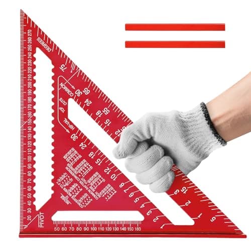 Image of Flintronic Speed Square Set, 30cm/12inch Aluminum Alloy Triangle Ruler, Metric Woodwork Square with Carpenter Pencil* 2, Carpenters Squares for Angle Measuring Marking Drilled Hole