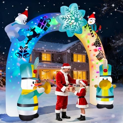 Image of Kalolary 12FT Christmas Inflatables Outdoor Decorations, Blow Up Yard with Built-in Rotating LEDs for Indoor Large Outdoor Decor Yard Holiday Party Garden (Snowman Soldier Arch)