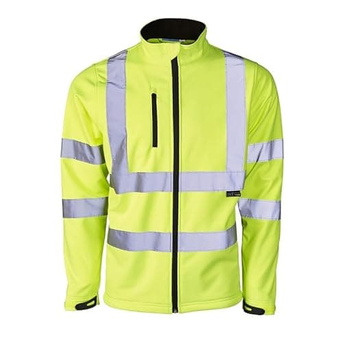 Image of Mens Softshell Jacket Hi Vis Viz High Visibility Reflective & Plain Water Resistant Shower Proof Rain Repellent Windproof Safety Site Coat Workwear Builder Work Wear Warm Top(Yellow,XL)