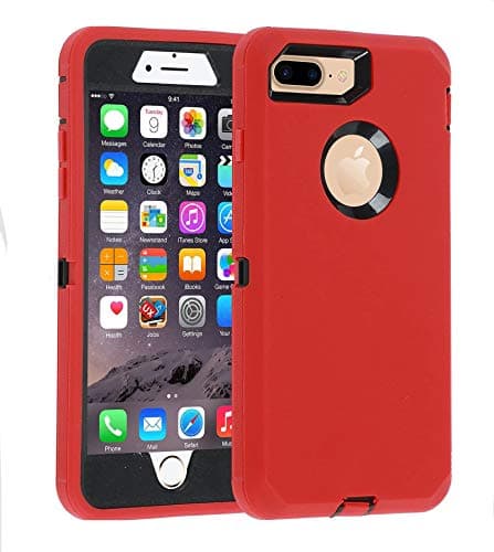 Image of smartelf Case for iPhone 7 Plus/8 Plus Heavy Duty With Built-in Screen Protector Shockproof Dust Drop Proof Protective Cover Hard Shell for Apple iPhone 7+/8+ 5.5 inch-Red/Black