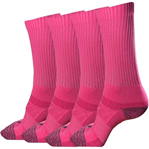 Image of juDanzy J-Socks 2 Pack of Men's Premium Athletic Sports Team Crew Socks for Football, Basketball and Lacrosse, Hot Pink, Small