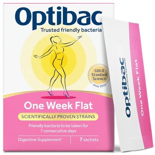 Image of Optibac Probiotics One Week Flat - Vegan Digestive Probiotic Supplement - Suitable for Bloating as Gluten Free - Most Trusted & Recommended Brand - 1 Week Supply, 7 Sachets