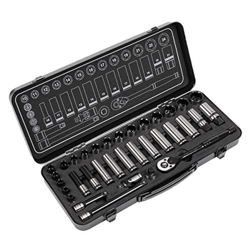 Image of Sealey Ak7971 Socket Set 34Pc 3/8In Sq Drive 6Pt Walldrive Metric Black Series