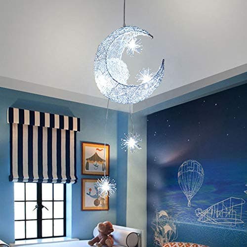 Image of LED Ceiling Light, Beautiful Fairy Lamp Moon and Stars Pendant Light for Living Room and Bedroom without Flicker, Great Gift for Child and Friend
