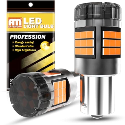 Image of ANTEMOON P21W 1156 BA15S LED Bulbs Canbus Error Free Super Bright 5000LM Amber Yellow 12V 24V 1141 1003 7506 Car Replacement Bulb for Backup Reverse Tail Brake Turn Signal Rear Fog Light, Pack of 2