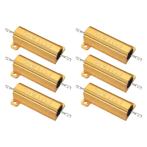 Image of PATIKIL 50W 1 Ohm Aluminum Shell Resistor, 6Pcs Aluminum Housing Resistor, 5% Tolerance Wirewound Resistors Screw Tap Chassis Mounted, Golden