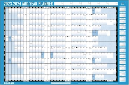 Image of G4GADGET 2023-2024 A2 Laminated Academic Year Wall Planner | | August 2023 to August 2024 Calendar with UK Holidays | Perfect for Home, School & Office Organization