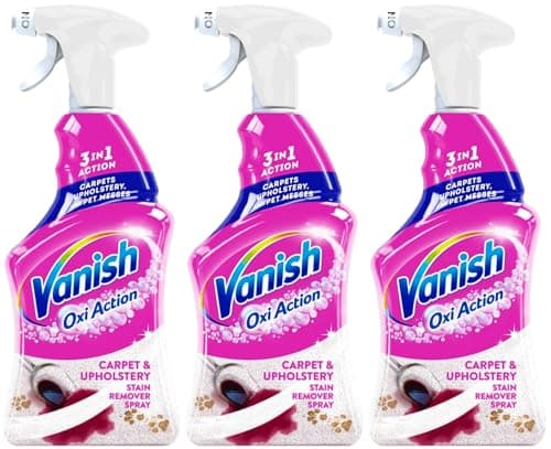 Image of Vanish Gold Oxi Action Upholstery & Carpet Cleaner, Stain Remover Spray, 500 ml | 30 Second Amazing Stain Removal | Removes Pet Messes 1st Time | Prevents Pet Remarking | Spot Cleaning| Pack of 3