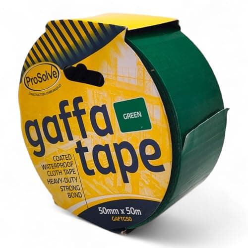 Image of MSF PROSOLVE 50mm x 50m White, Red, Green, Blue, Black, Silver, And Yellow Premium Gaffer Tape Cloth Gaffa Duct Waterproof Pack OF (1, 2, 5, 10) (50mm x 50m, 1 X GREEN)