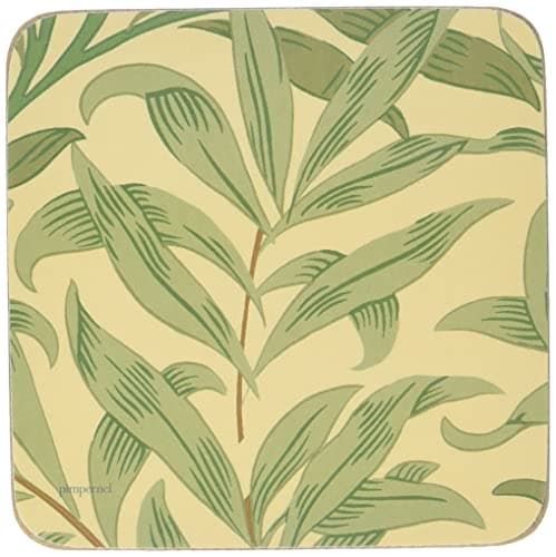Image of Portmeirion Pimpernel 10.5 x 10.5 cm MDF with Cork Back Willow Bough Coasters, Set of 6, Green/Multi-Colour