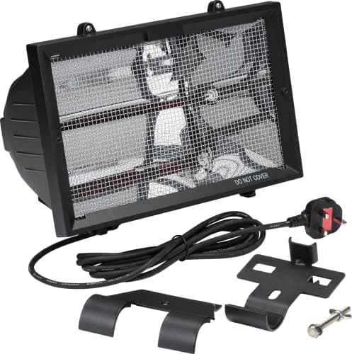 Image of Knightsbridge Outdoor Infared Heater with Mesh Grille in Black, HEOD1309BK Supplied with 3m of Pre Wired Cable + UK Plug