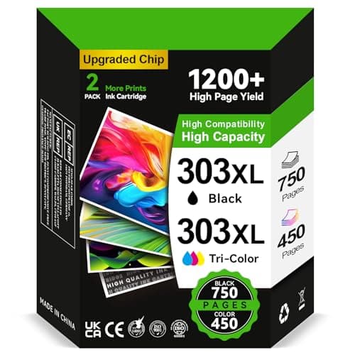 Image of 303XL Ink Cartridges BK/CMY- 750/450+ Pages, Replacement for HP 303 Ink Cartridges Black and Colour Original, Ink 303 for HP Envy Inspire 7220e 7221e 7920 7920e Envy Photo 6220 6230 6234 7120 TANGO X