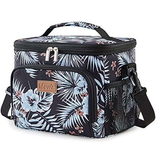 Image of Lifewit Insulated Lunch Bag for Men, Thermal Lunch Box for Women Cool Bag, Reusable Leakproof Lunch Tote Bag with Adjustable Shoulder Strap for Adult for Work/Picnic/Beach, Flower, 9L 12 Can
