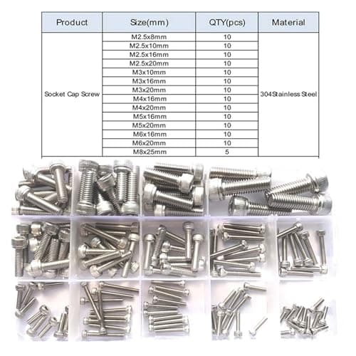 Image of Hex Head Bolts Kit 420/210/180/110/75PCS Stainless Steel Allen Hexagon Hex Socket Cap Head Screw Bolt And Nut Set(M2.5M3M4M5M6M8)