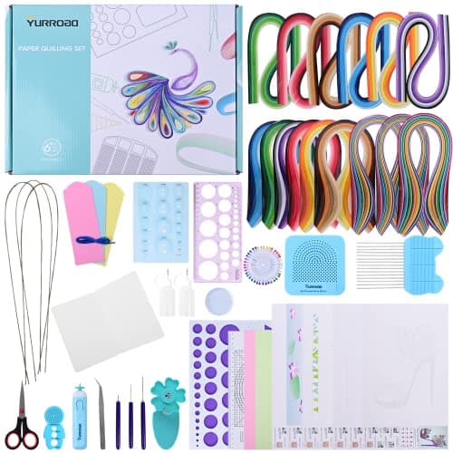 Image of Paper Quilling Kit for Beginners & Adults, 1860 Paper Strips in 3 Sizes, Quilling Tools Set with Electric Pen, Template Board & Accessories for Cards, Scrapbooks, Wall Art & DIY Gifts