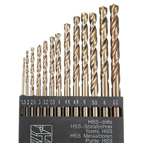 Image of HPMAISON True 5% Cobalt Drill Bit Set, 13Pcs M35 High Speed Steel Twist Drill Bits 1.5mm-6.5mm, 135° Split Point Extremely Heat Resistant for Stainless Steel, Cast Iron, Hard Metal, Plastic, Wood