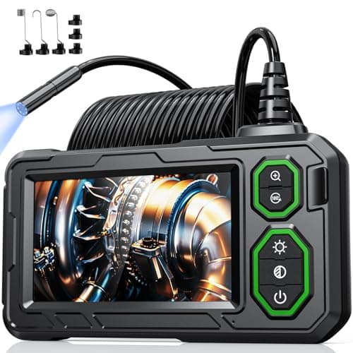 Image of Endoscope Inspection Camera, Hopefox 4.3'' 1080P HD Borescope Inspection Camera with 8 LED Lights, IP67 Waterproof Endoscope Camera with Light, 16.5ft Flexible Drain Camera, Tools & Gadgets for Men