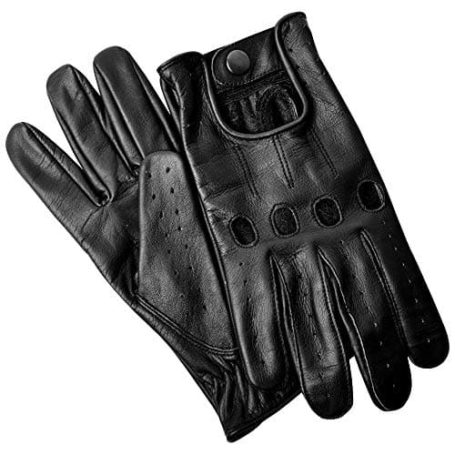Image of Hand Fellow Men's Leather chauffeur Vintage Retro Style Without Lining Driving Gloves (Black, L)