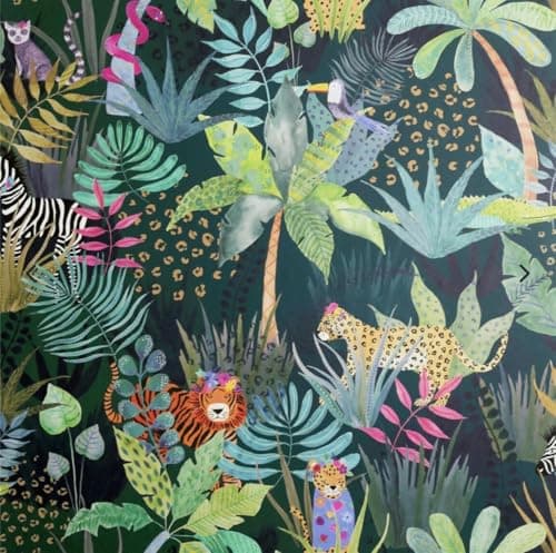 Image of WPE® Arthouse Hidden Jungle Multi Wallpaper – Exotic Animals & Lush Foliage Design, Vibrant Tropical for Living Room, Bedroom & Home Décor