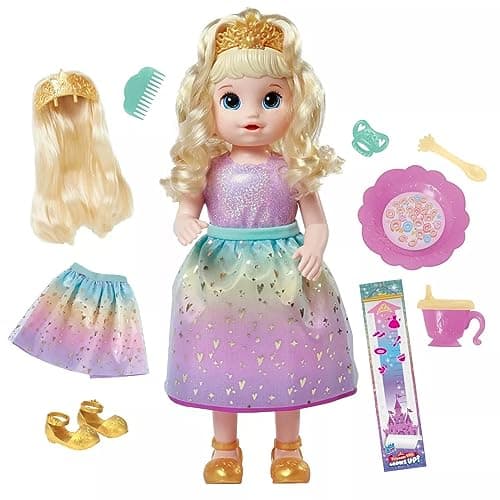 Image of Baby Alive Princess Ellie Grows Up! Interactive Baby Doll with Accessories, Talking Baby Dolls, Toys for 3 Year Old Girls and Boys and Up, Blonde Hair, 18-Inch