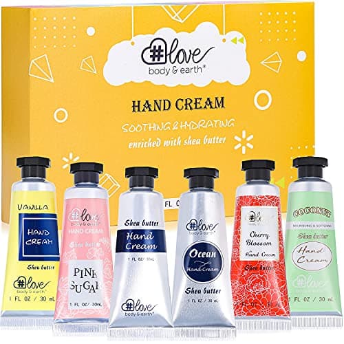 Image of Shea Butter Hand Cream Set- Body & Earth Love Pack of 6 Advanced Repair Hand Cream for Dry Hands, Non-greasy 6 Plant Fragrances, Birthday Gifts for Women, Valentine's Mothers Day Gifts Christmas