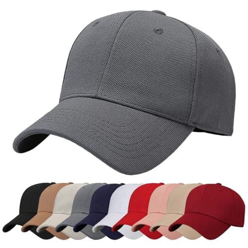 Image of Baynetin Plain Baseball Cap, Unisex Adjustable Breathable Anti UV Outdoor Travel Sun Hat Golf Cap (Grey)