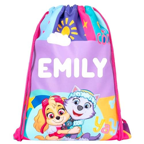 Image of Paw Patrol Skye Personalised Drawstring Bag PE Bag - Kids School Bag - Personalised Name - Swimming Bag Pink
