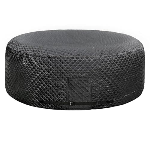 Image of YUJHON Thermal Insulated Hot Tub Cover-185cm x71cm Full Coverage Round,Waterproof Hot Tub Spa Protector with Quick Access Velcro Closure Door, Energy Efficient,UV Resistant,Universal Fit,Black