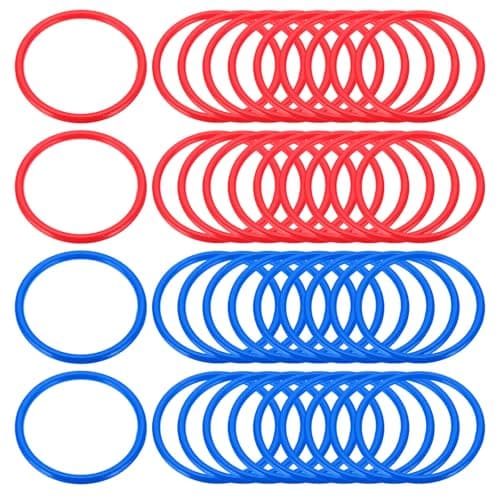 Image of PATIKIL Plastic Toss Ring 3.15 Inch, 60 Pack Sports Rings Toss Game Speed and Agility Practice Rings for Carnival Outdoor Games Supplies Bean Bags Throwing Yard Games, Red/Blue