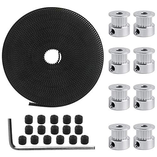 Image of Dadabig 26 PCS 3D Printer Timing Belt Kit, GT2 20 Teeth Timing Pulley Wheel 5mm + 5M GT2 Timing Belt 6mm Width with Allen Wrench for 3D Printer