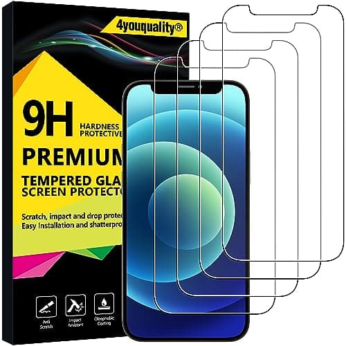 Image of 4youquality [4-Pack Screen Protector for iPhone 12 Mini (5.4-Inch), Tempered Glass Film, [LifetimeSupport][Anti-Scratch][Anti-Shatter]