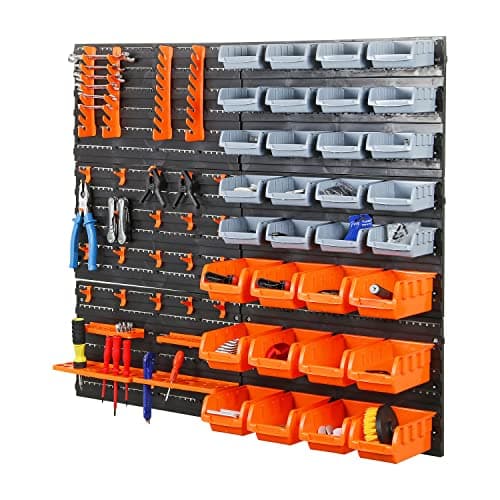 Image of Taylor & Brown 66pc Wall Mounted Storage Bins & Backboards Tool Organiser Box for Garage Shelving Units Workshop DIY Shed Storage Box Rack Plastic Drawers
