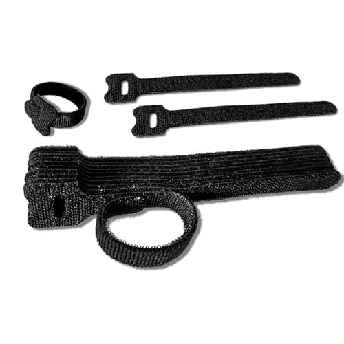 Image of Evoges 12.5x150mm Reusable Black Cable Ties, Hook and Loop Fastener Strap for PC Cable Management, Organising Cords, TV, Desk, Home, Office and Data Centres (Pack of 10)