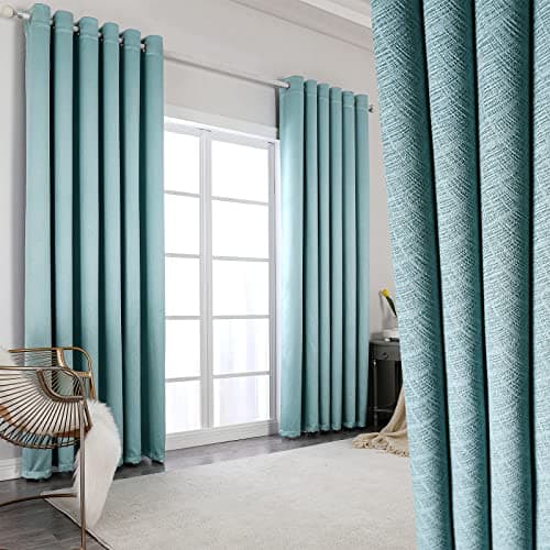Image of Fully Blackout Curtains 90 inch Drop teal green - Thermal Insulated & Noise Reducing, Thick Extra Long Curtains for Livingroom, Lined Blackout Curtains, Room Darkening Curtains, 90 x 90inch 2 Panels